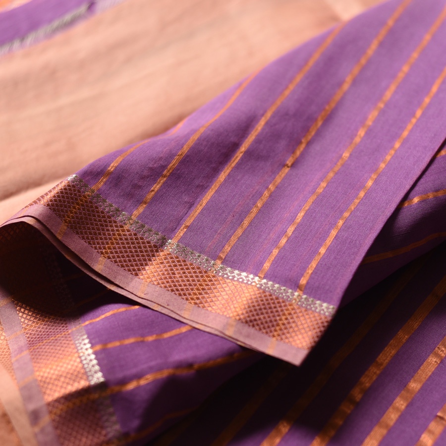shop Maheshwari Handloom | Allover Zari Stripe Saree