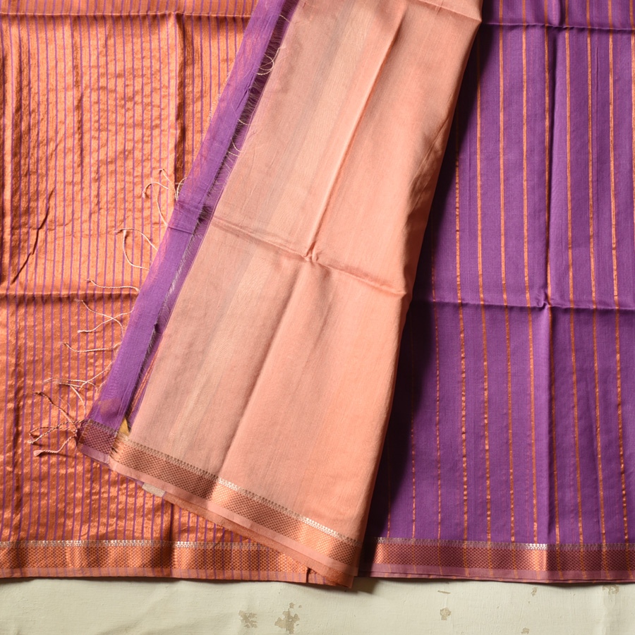 shop Maheshwari Handloom | Allover Zari Stripe Saree