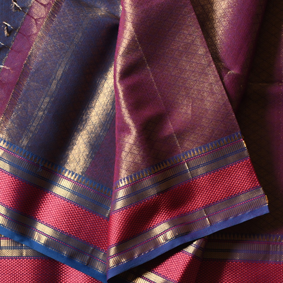 buy Handwoven Maheshwari Silk Saree / Zari Brocade