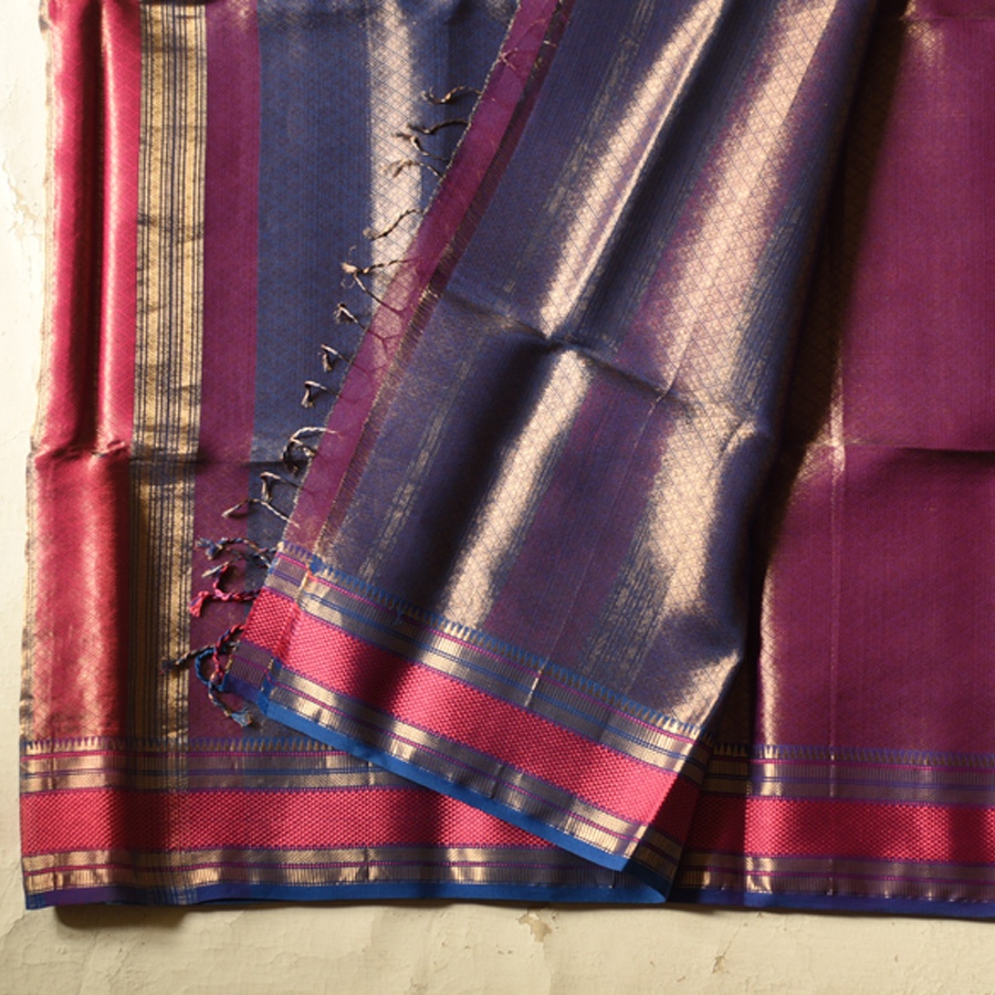 buy Handwoven Maheshwari Silk Saree / Zari Brocade