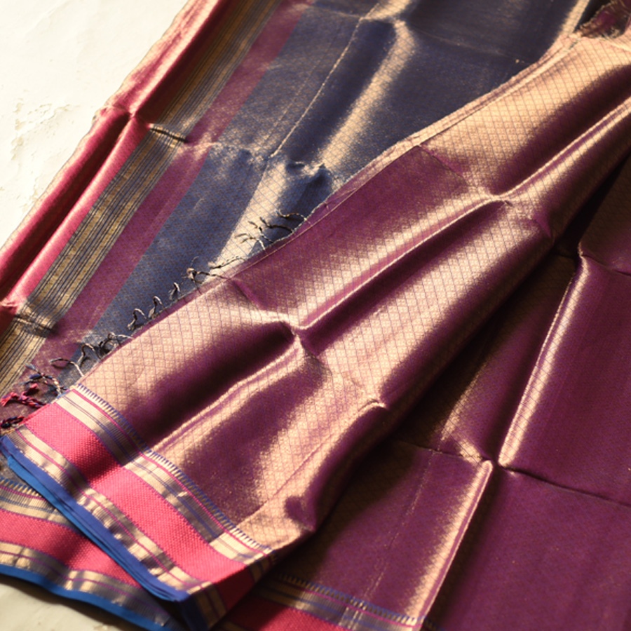 buy Handwoven Maheshwari Silk Saree / Zari Brocade