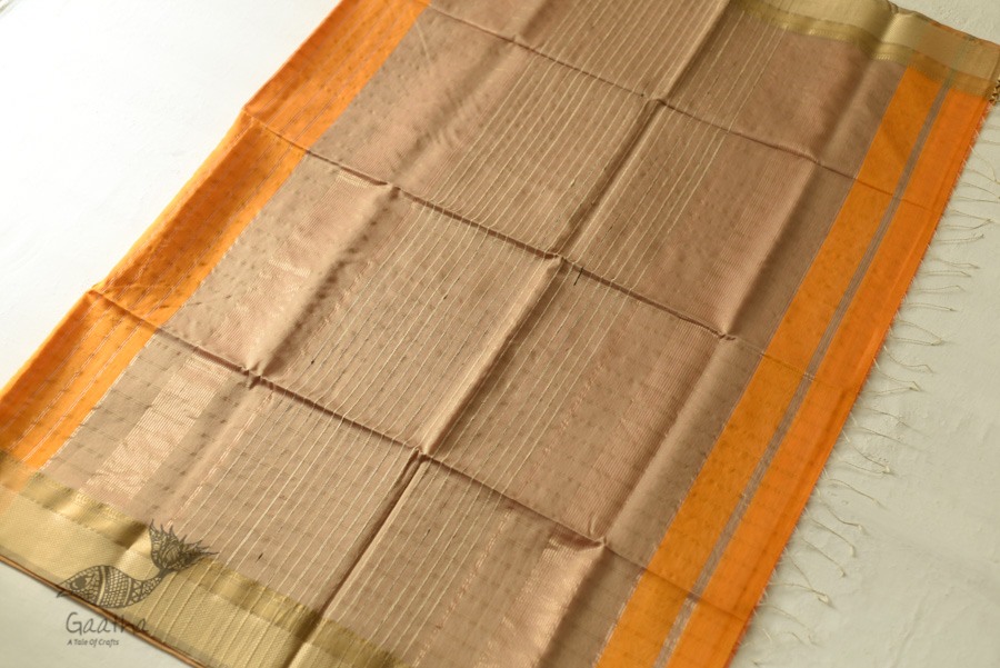 buy Handwoven Maheshwari Checks Saree - Yellow