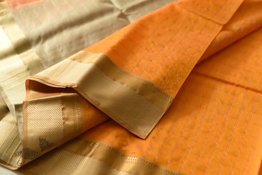 buy Handwoven Maheshwari Checks Saree - Yellow