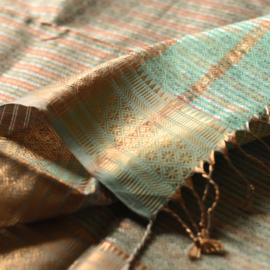 buy Handwoven Maheshwari Silk & Zari Saree ( Zari Brocade )