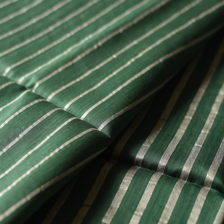 shop Maheshwari Handloom | Allover Zari Stripe Green Saree