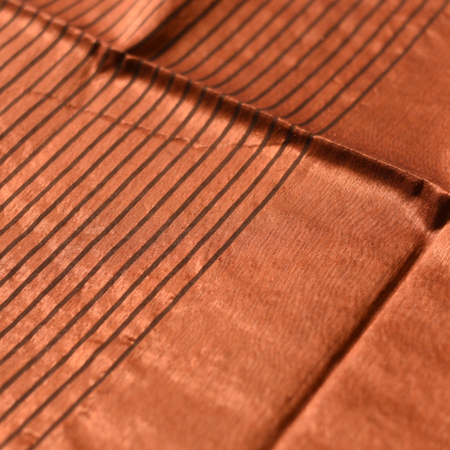 shop All over Zari Stripe Saree - Copper Brown