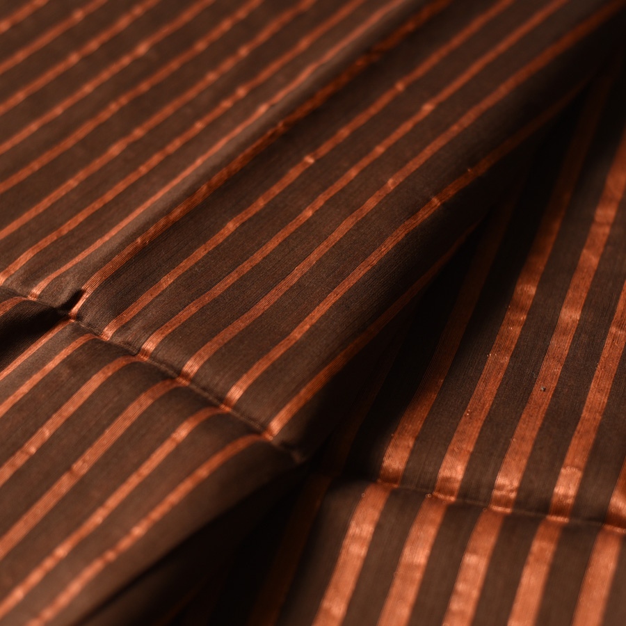 shop All over Zari Stripe Saree - Copper Brown