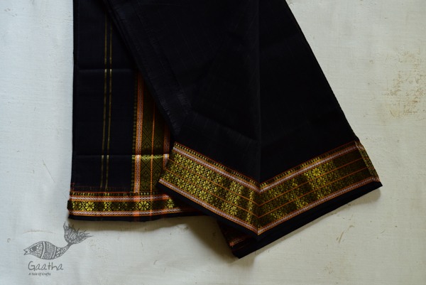 shop maheshwari cotton silk black saree with zari border