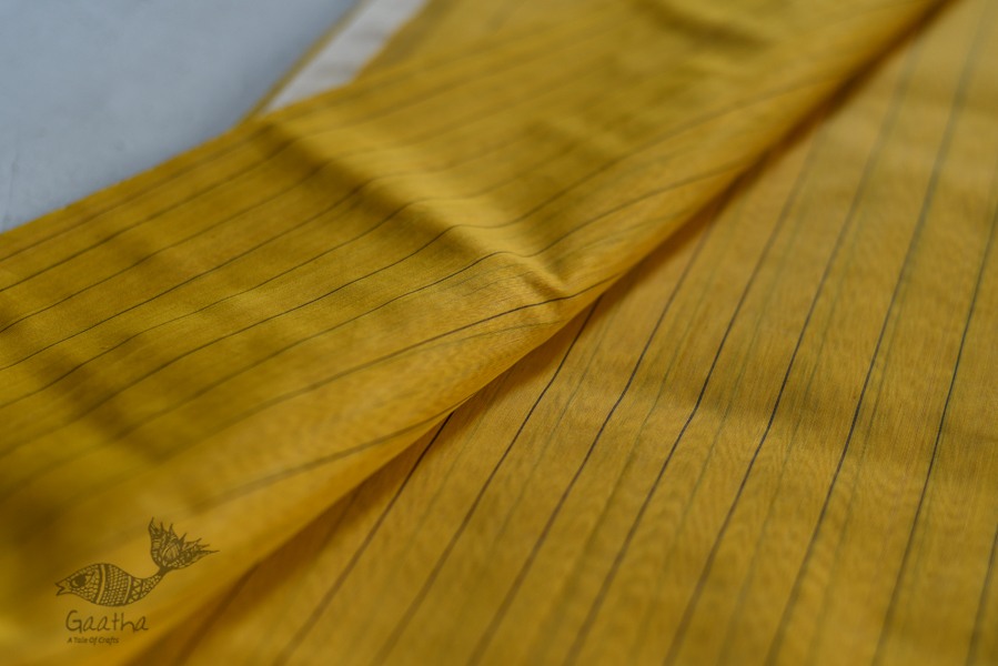 shop maheshwari cotton silk saree with zari border - light yellow