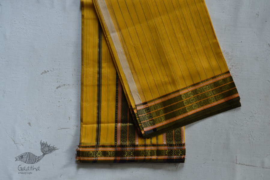 shop maheshwari cotton silk saree with zari border - light yellow