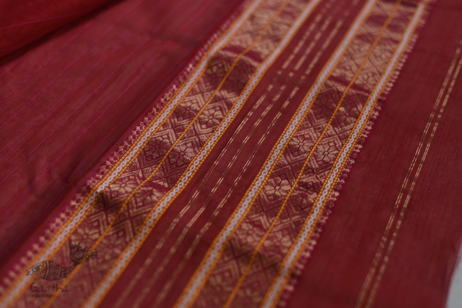 shop maheshwari cotton silk red saree with zari border