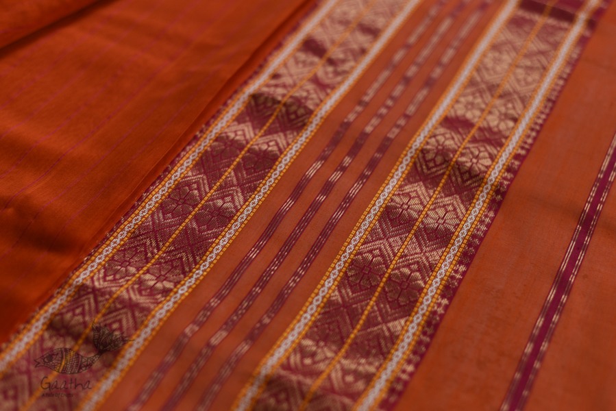 shop maheshwari cotton silk brick red saree with zari border 