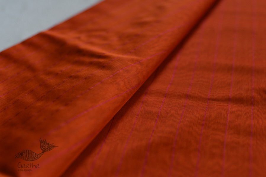 shop maheshwari cotton silk brick red saree with zari border 