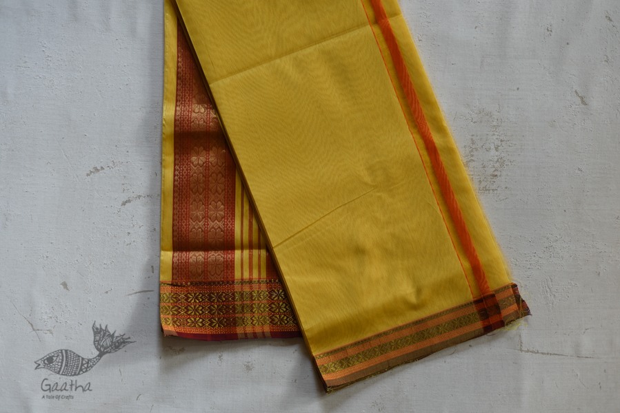 shop maheshwari cotton silk lemon yellow saree with zari border