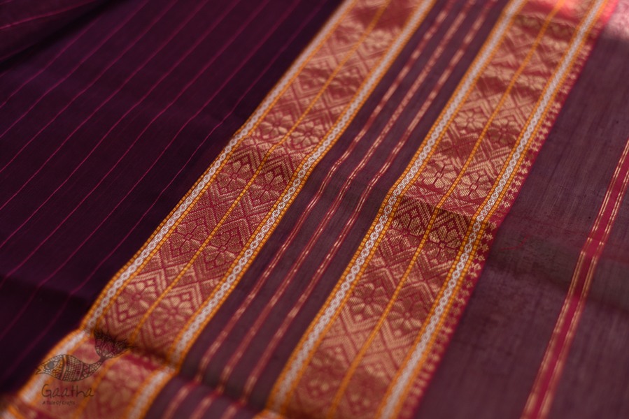 shop maheshwari cotton silk violate color saree with zari border