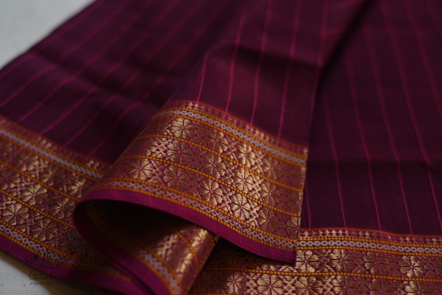 shop maheshwari cotton silk violate color saree with zari border