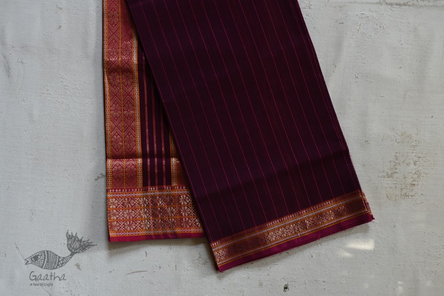 shop maheshwari cotton silk violate color saree with zari border