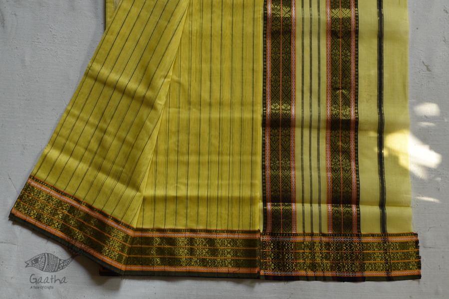 shop maheshwari cotton silk light yellow color saree with zari border