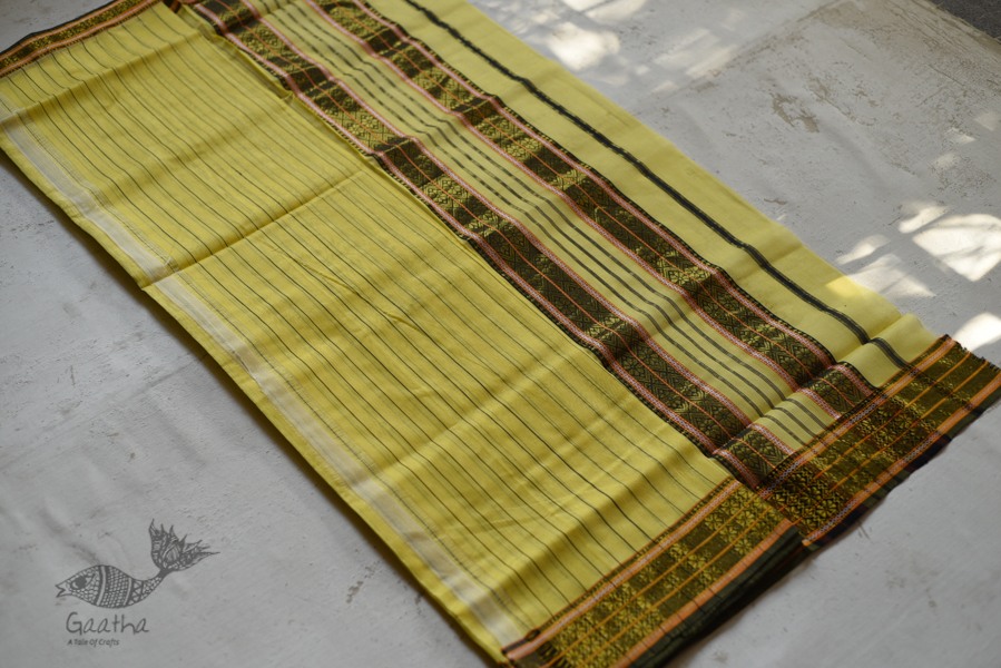 shop maheshwari cotton silk light yellow color saree with zari border