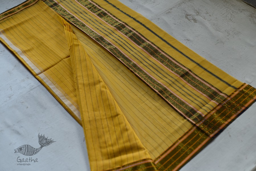 shop maheshwari cotton silk saree with zari border - light yellow