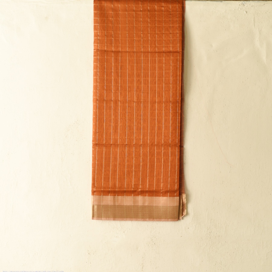 shop Maheshwari Handloom Dress Material - Golden Zari Checks - Top & Dupatta