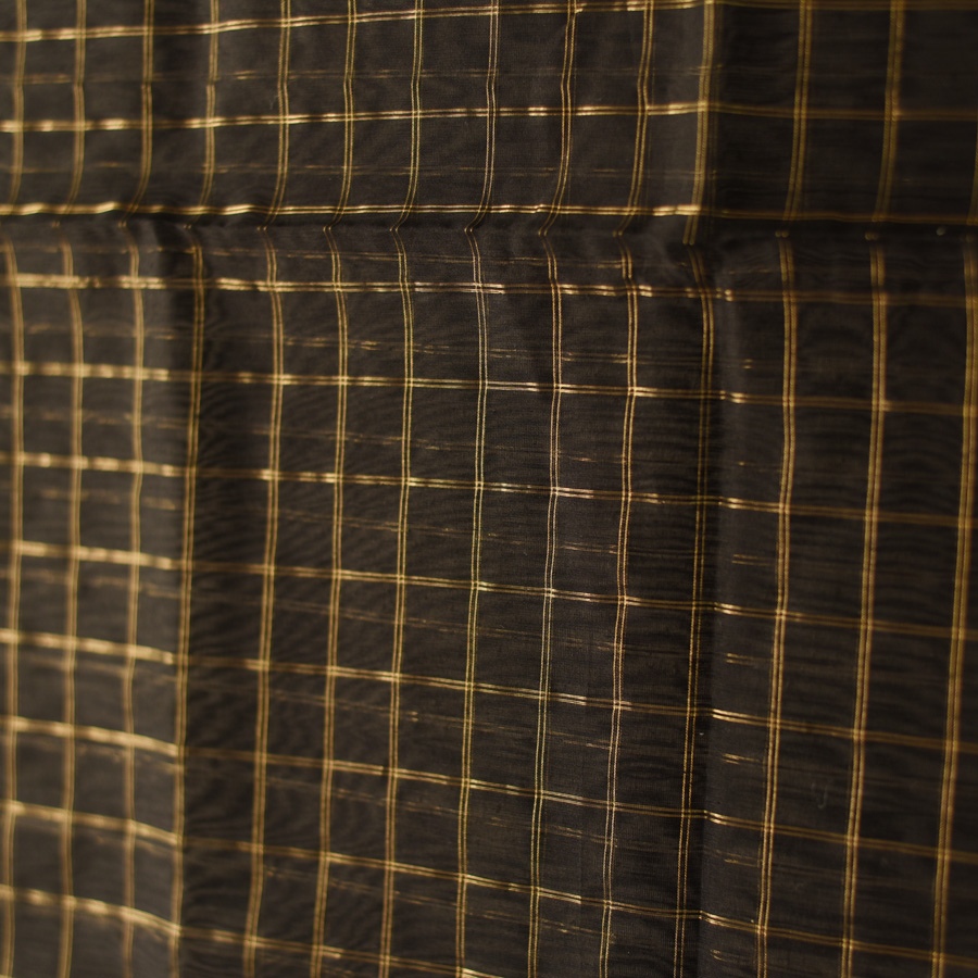 shop Maheshwari - Black Dress Material (Top & Dupatta) - Zari Checks