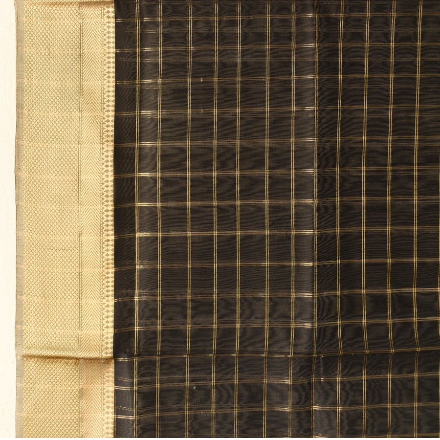 shop Maheshwari - Black Dress Material (Top & Dupatta) - Zari Checks