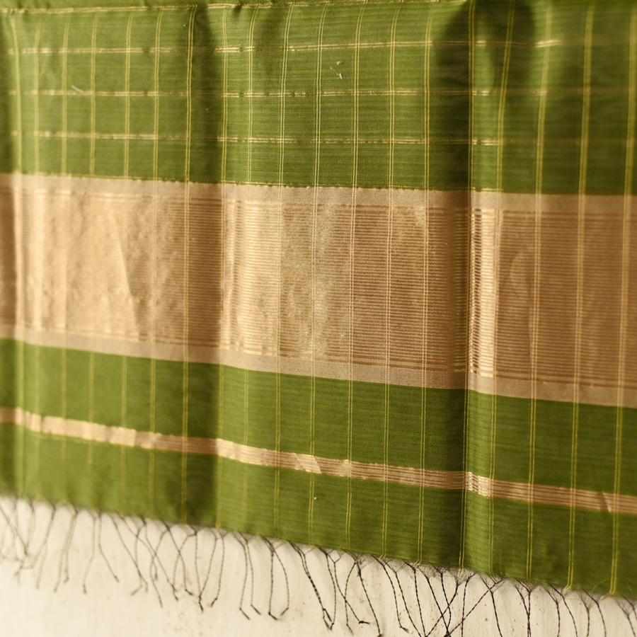 shop Maheshwari Handloom Dress Material (Top & Dupatta) - Perrot Green