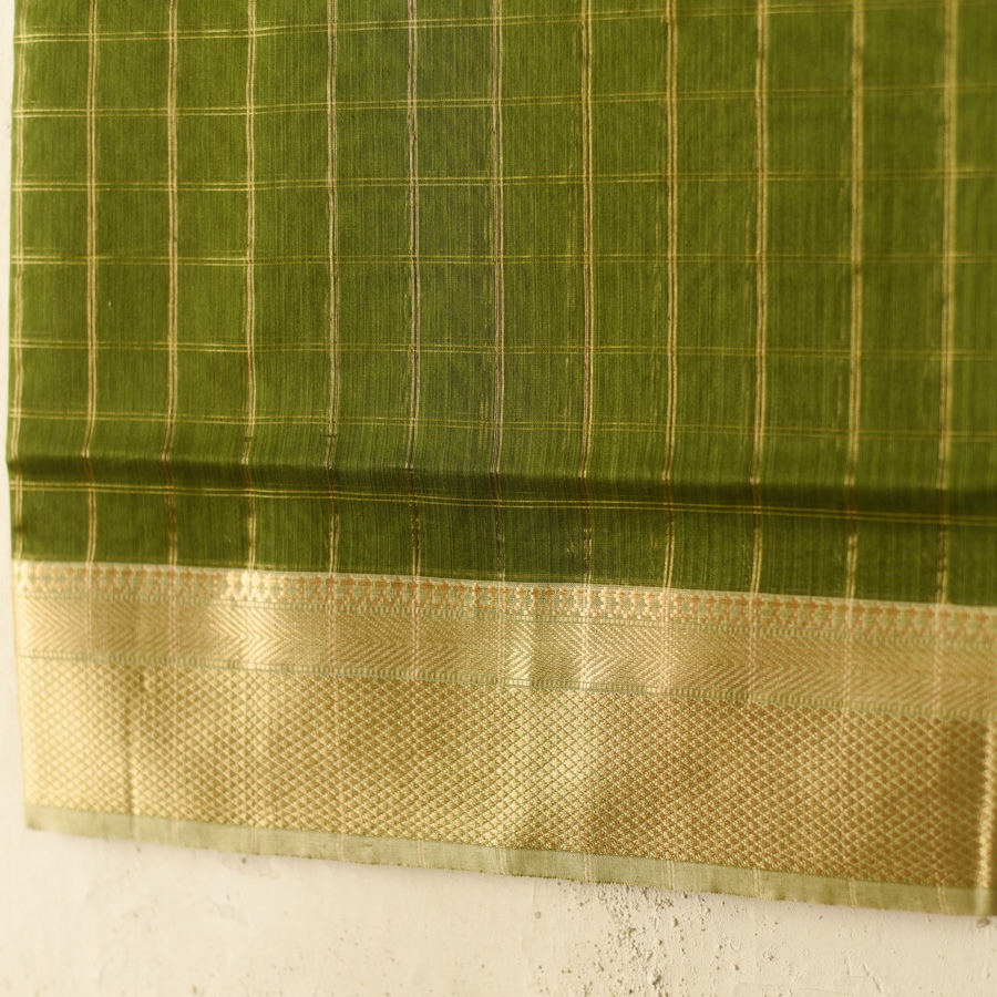 shop Maheshwari Handloom Dress Material (Top & Dupatta) - Perrot Green