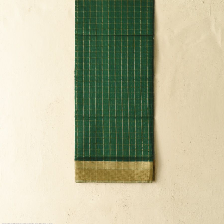 shop Maheshwari Cotton + Silk Dress Material (Top & Dupatta) - Green