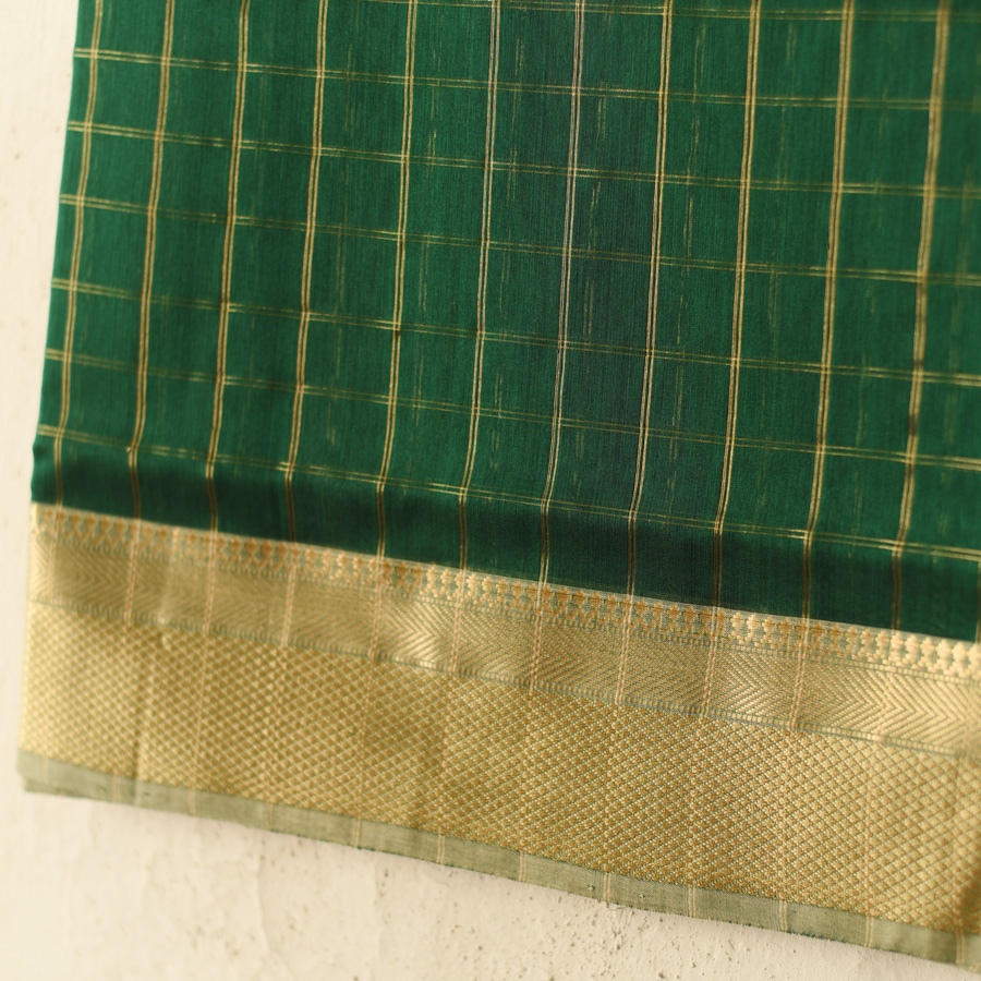 shop Maheshwari Cotton + Silk Dress Material (Top & Dupatta) - Green