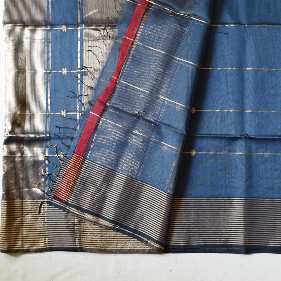 buy Handloom Maheshwari Silk Saree ~ Zari Pallu