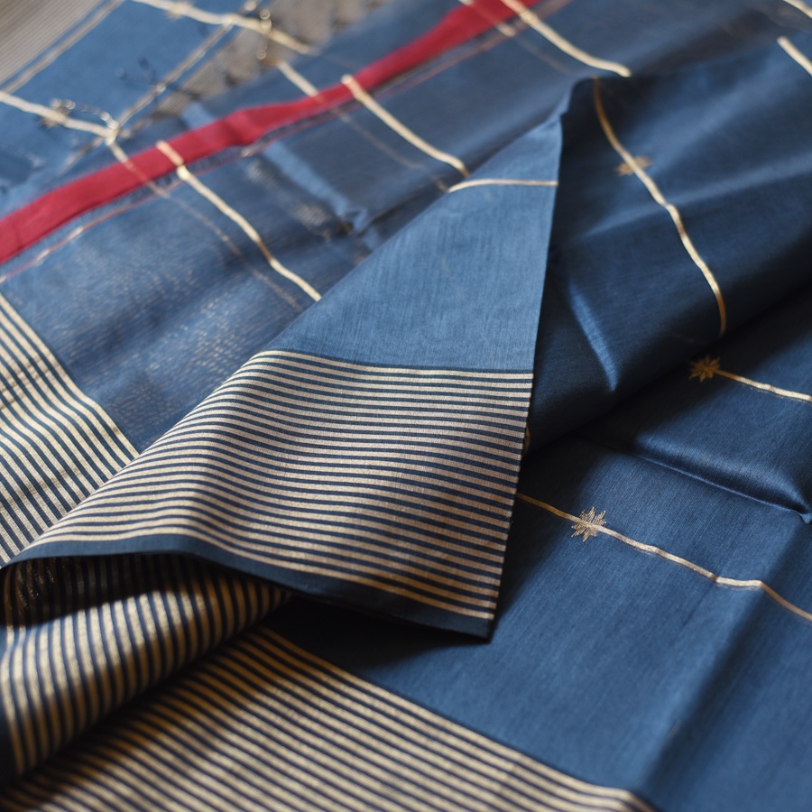 buy Handloom Maheshwari Silk Saree ~ Zari Pallu