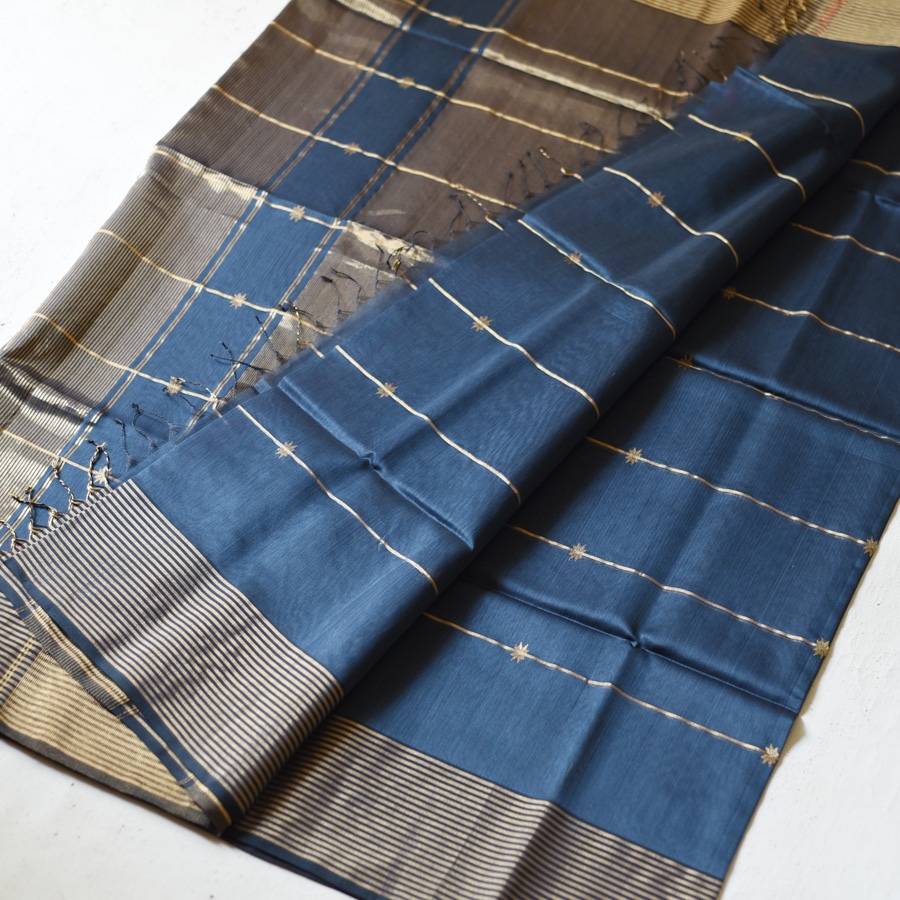 buy Handloom Maheshwari Silk Saree ~ Zari Pallu