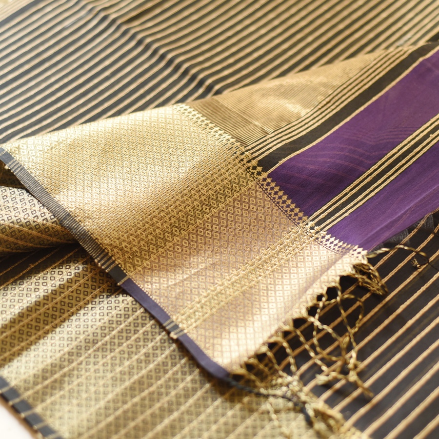 Handloom Maheshwari Silk Violet Saree