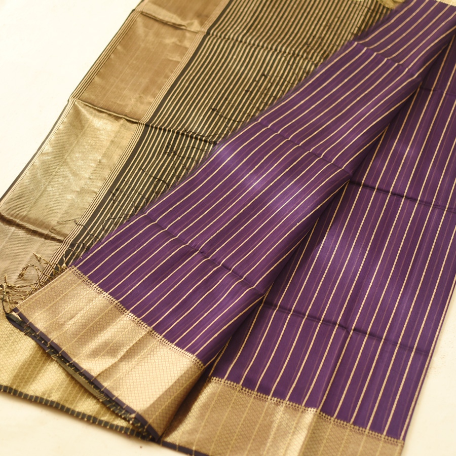 Handloom Maheshwari Silk Violet Saree