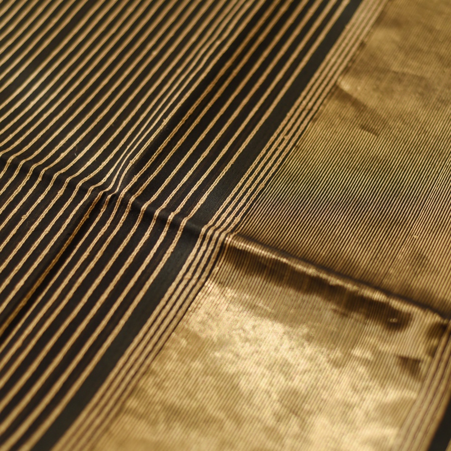 buy Handloom Maheshwari Silk Dark Green Saree ~ Zari Stripes