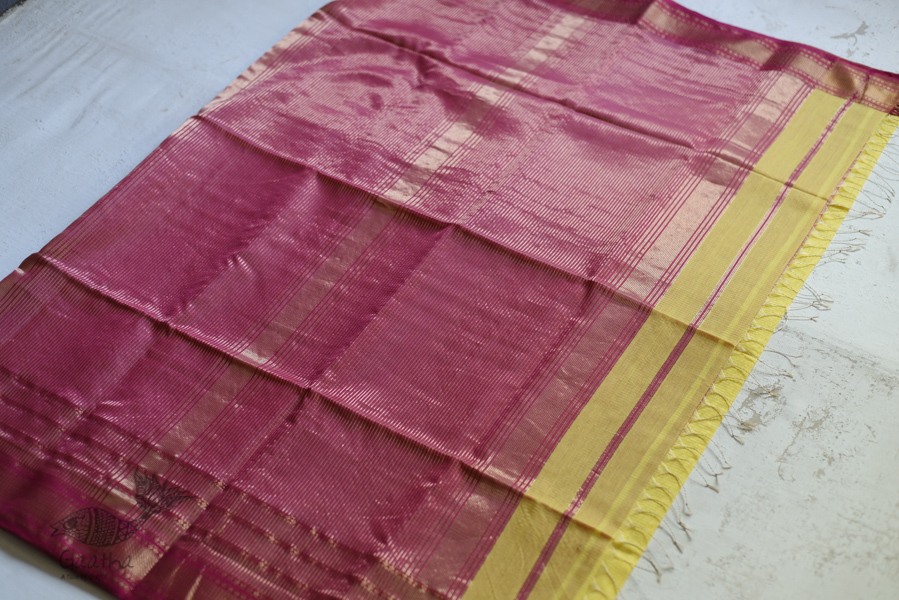 maheshwari handwoven silk saree with zari border