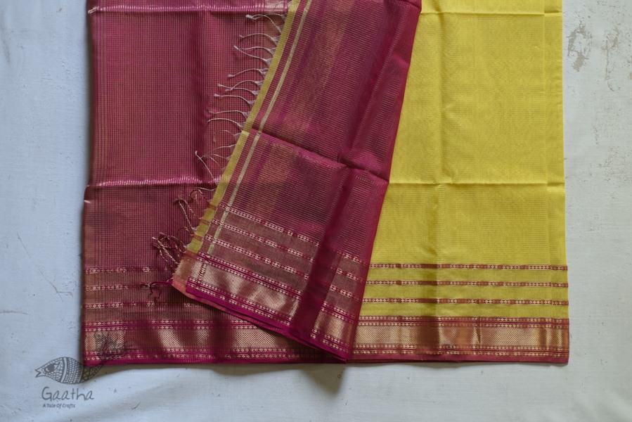 maheshwari handwoven silk saree with zari border