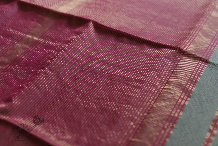 maheshwari handwoven silk sea green saree with pink pallu