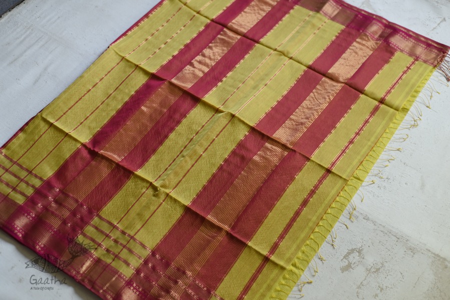 maheshwari handwoven silk saree with zari border