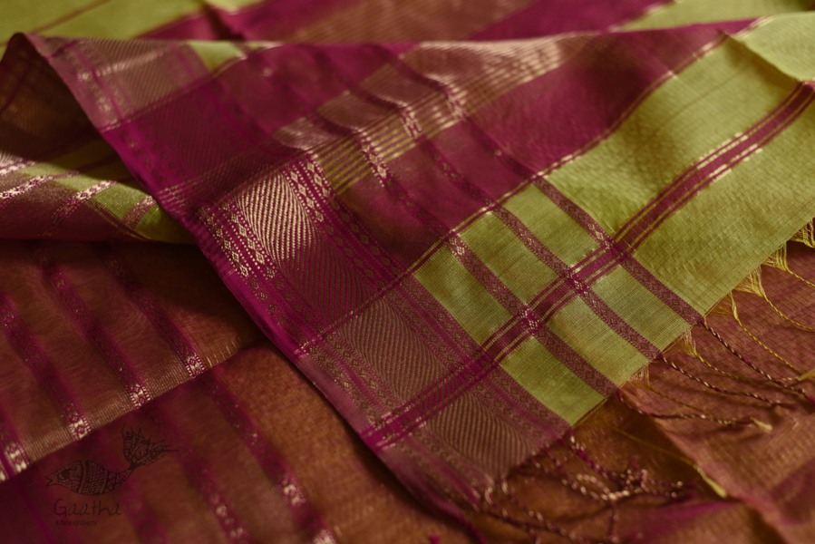 maheshwari handwoven silk saree with zari border