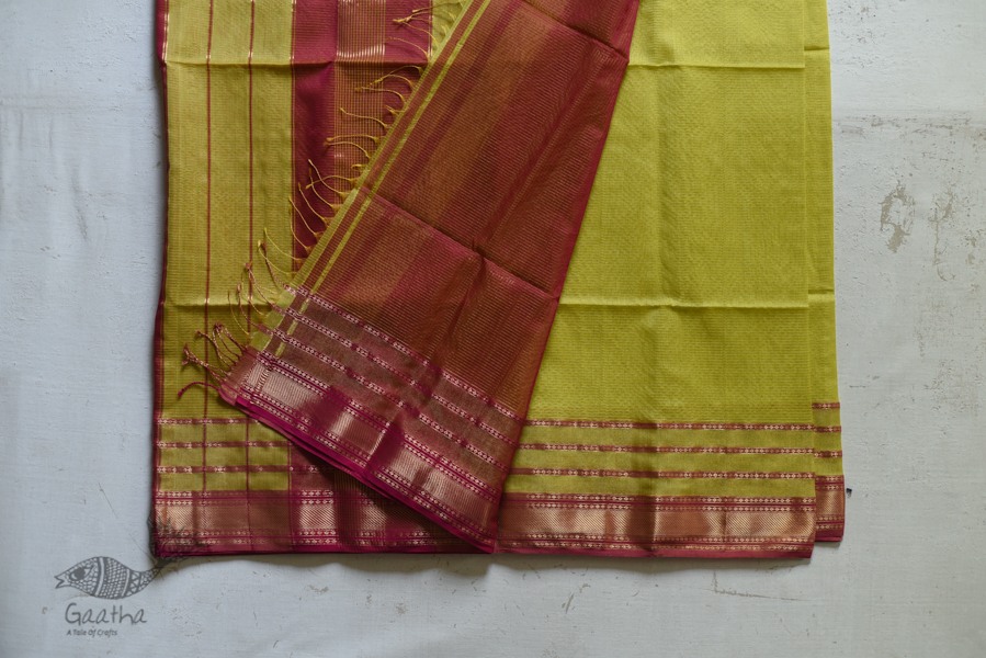 maheshwari handwoven silk saree with zari border