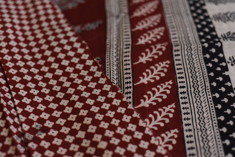 Hand Block Bagh Printed Pure Cotton saree With Red Pallu