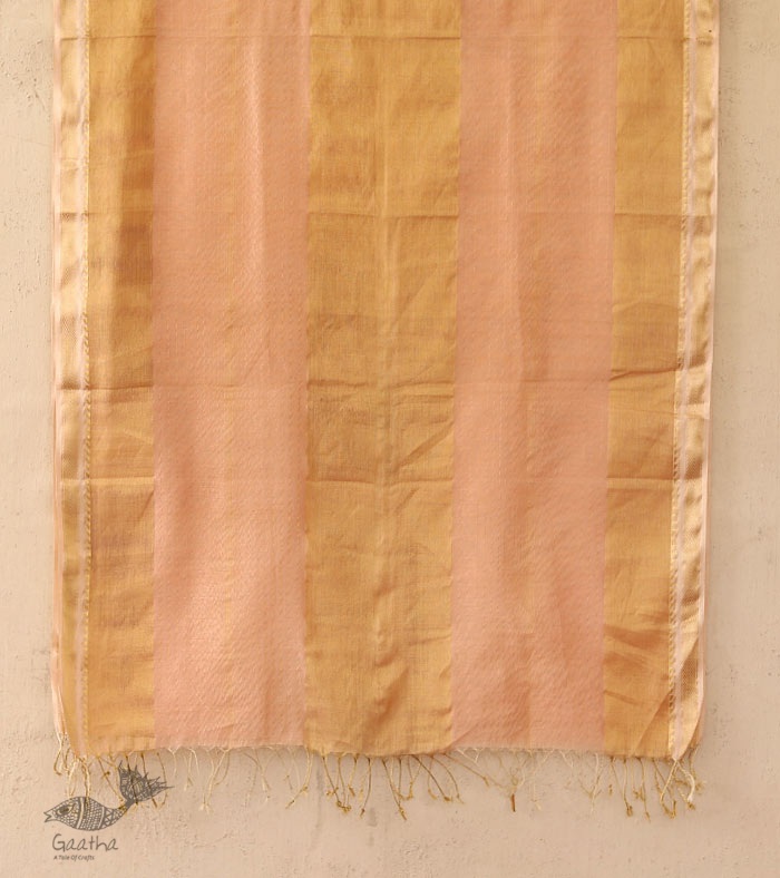 सुगंधिका ✻ Maheshwari ✻ Zari Border stole - Light Pink ✻ C 6