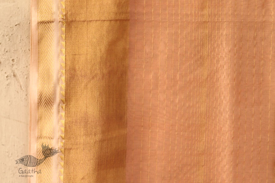 सुगंधिका ✻ Maheshwari ✻ Zari Border stole - Light Pink ✻ C 6