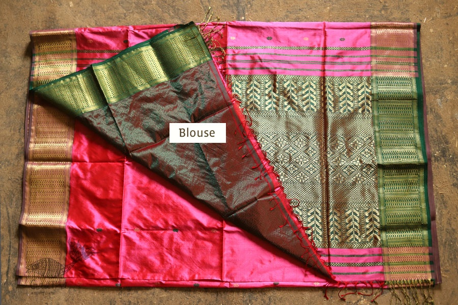 Ojovati ❢  Maheshwari ❢ Pure Silk Saree with Zari Border ❢ 3