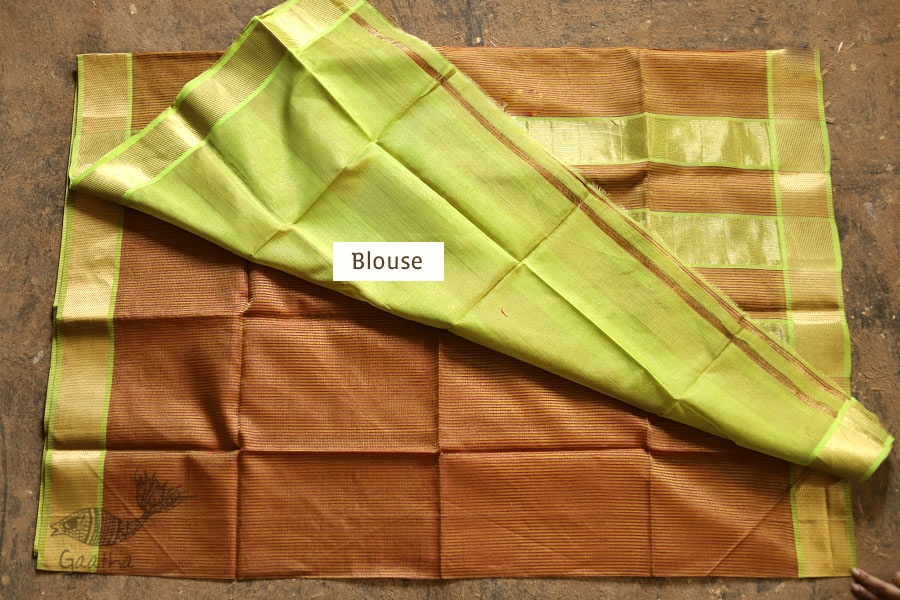 Ojovati ❢  Maheshwari ❢ Tussar Checks Saree with Zari Border ❢ 4