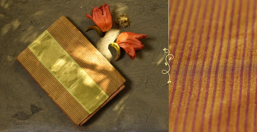 Ojovati ❢  Maheshwari ❢ Tussar Checks Saree with Zari Border ❢ 4