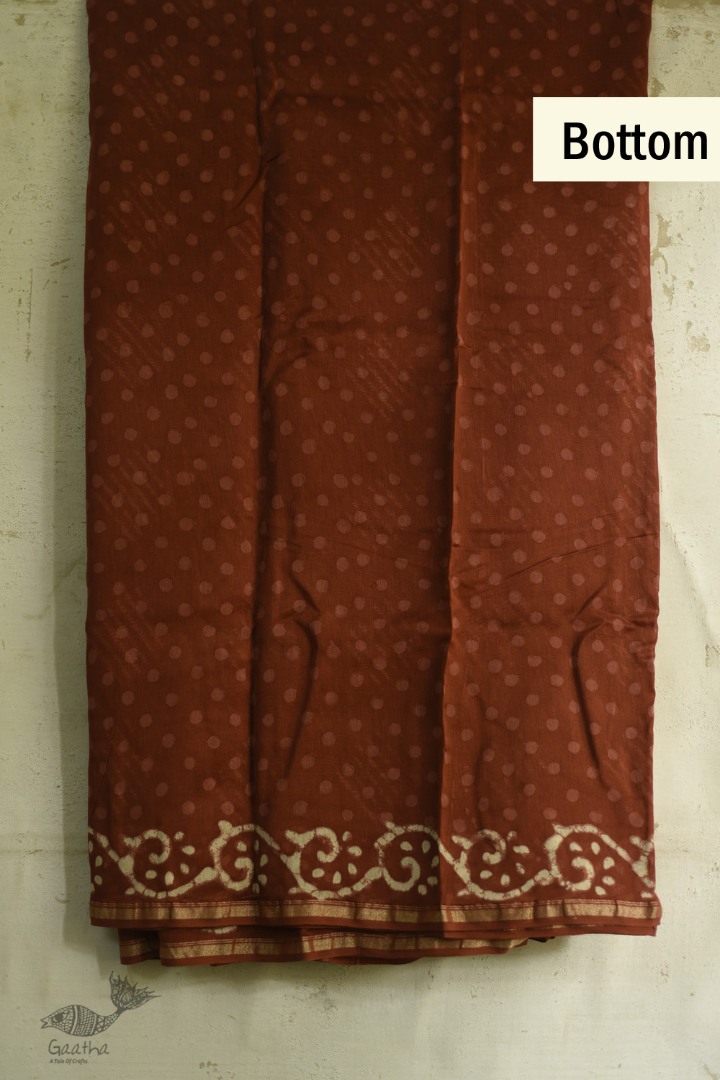 shop chanderi batik block printed dress Brown material